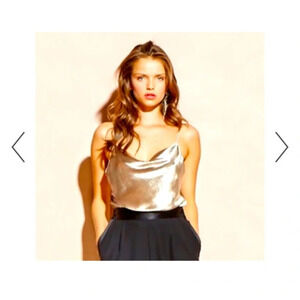 $250 
Fleur du Mal Champagne/Gold Mushroom Velvet Cowl Neck Tank - Small